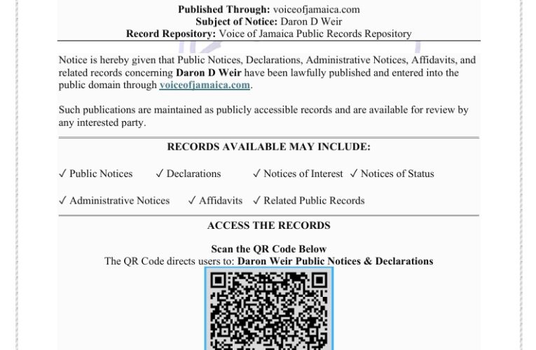 Daron D. Weir – Public Notices and Legal Declarations